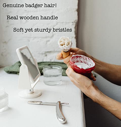 Wood Handled Badger Hair Shaving Brush Set