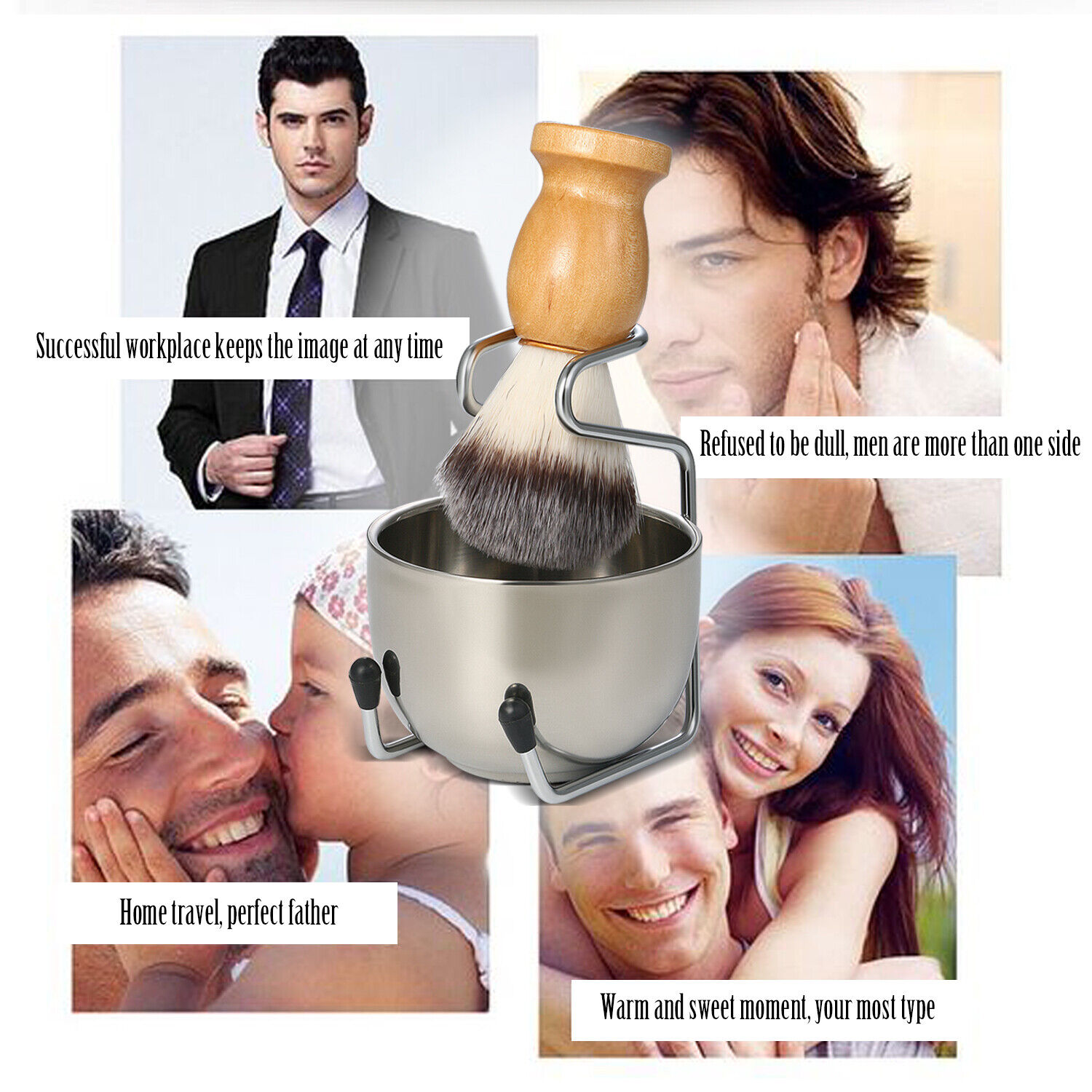 3-in-1 Men’s Shaving Brush Set with Stand