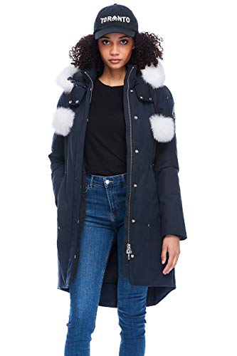 Women's Navy/Natural Fur Parka with Pom