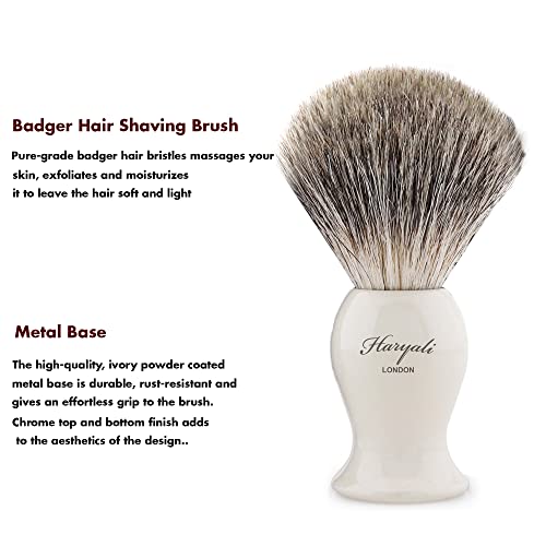 Black Badger Hair Shaving Brush with Ivory Base