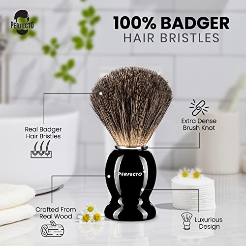 Pure Badger Shaving Brush with Black Handle