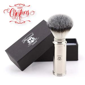 Stainless Steel Travel Shaving Brush with Synthetic Hair