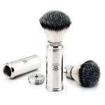 Stainless Steel Travel Shaving Brush with Synthetic Hair