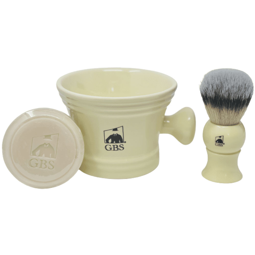 GBS Menβs Ivory Shaving Set with Brush and Mug