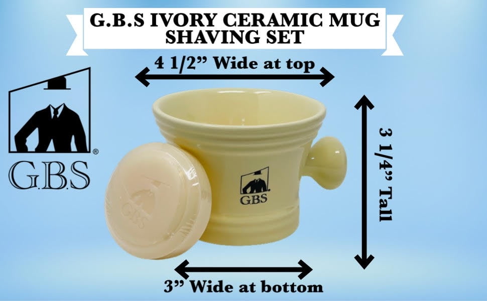 GBS Men’s Ivory Shaving Set with Brush and Mug