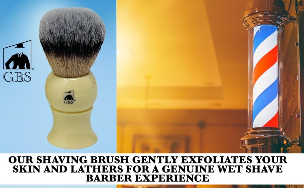 GBS Men’s Ivory Shaving Set with Brush and Mug