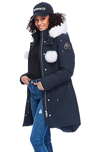 Women's Navy/Natural Fur Parka with Pom