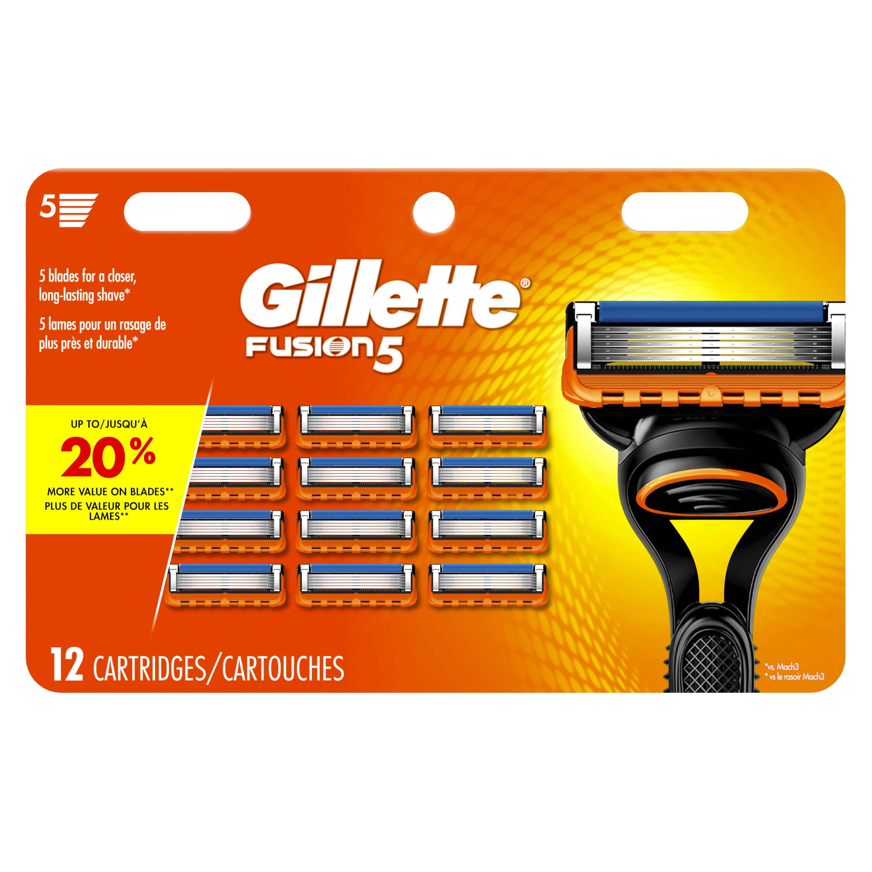 Gillette Fusion5 Men's Razor Blade Refills, 12 Pack