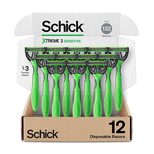 Schick Xtreme 3 Sensitive Disposable Razors, 12 Count
