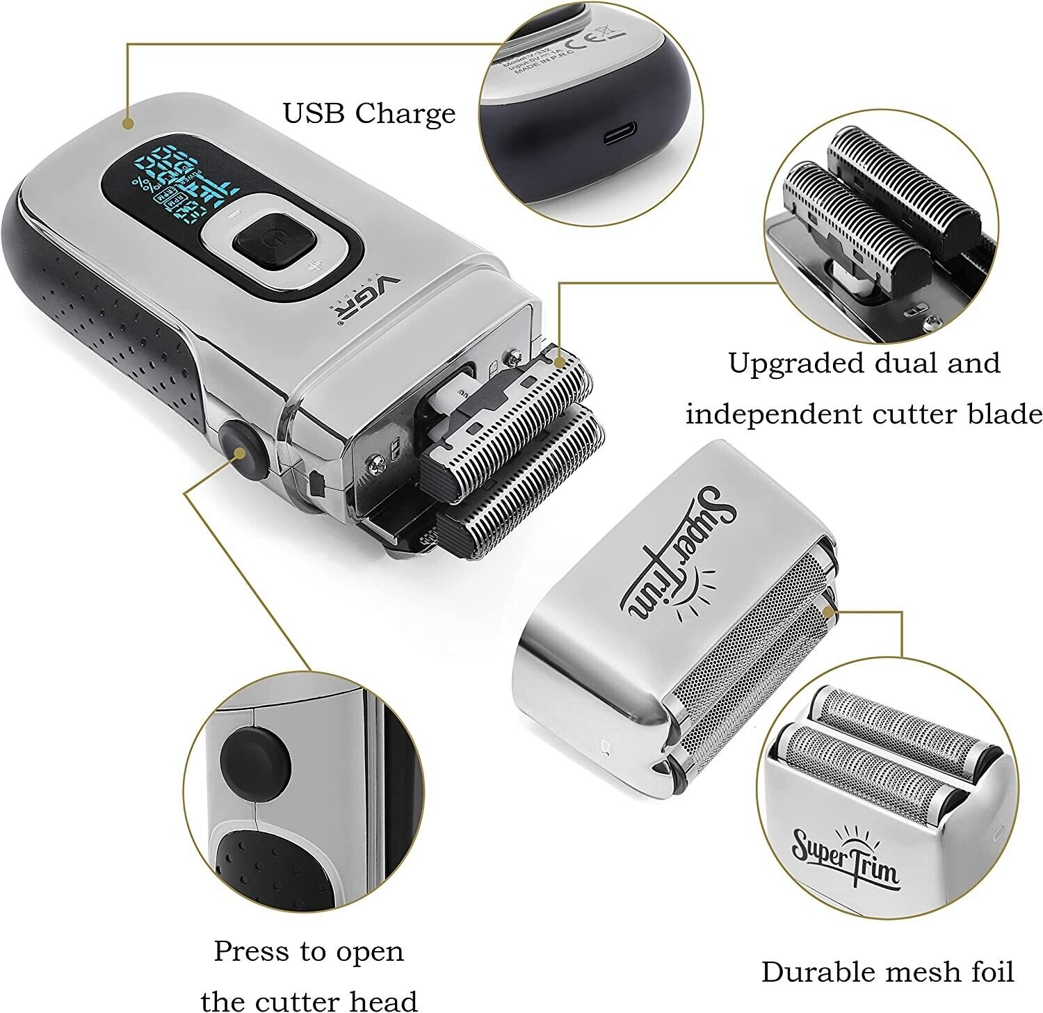 Men's Rechargeable Electric Shaver and Trimmer