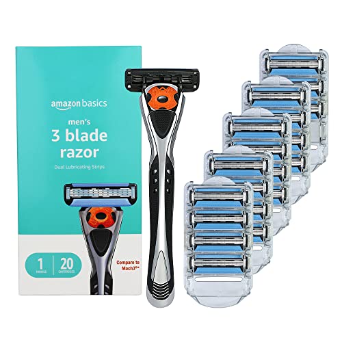 Amazon Basics 3-Blade Razor with 20 Cartridges