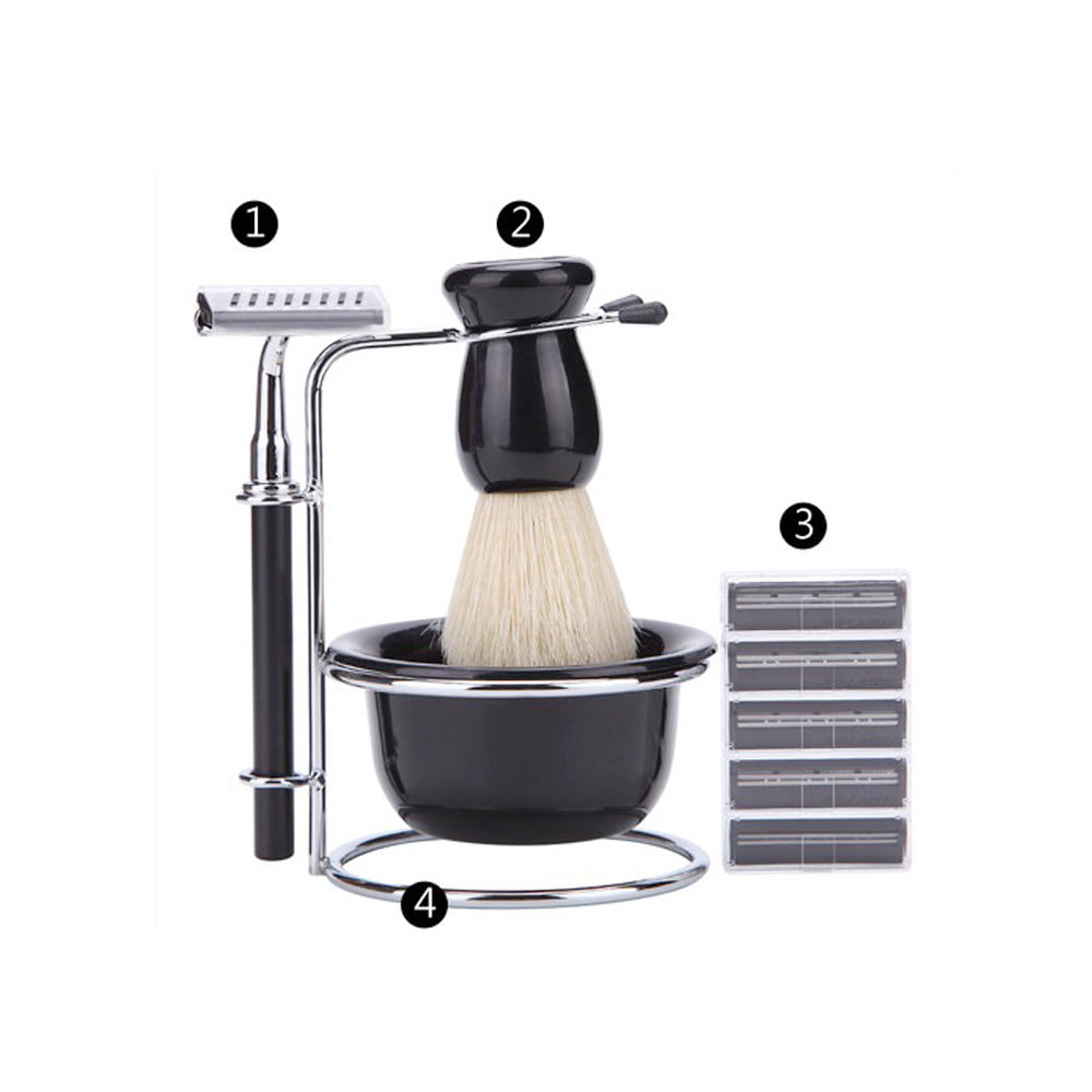 Shaving Set with Stainless Steel Stand and Brush