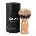 QSHAVE Pure Badger Hair Shaving Brush with Wood Base