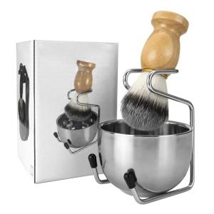 Men's Shaving Set: Brush, Stand & Bowl