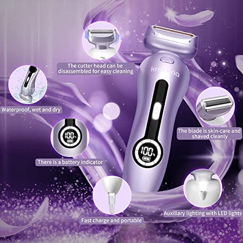 Women's Rechargeable Electric Shaver with Detachable Head