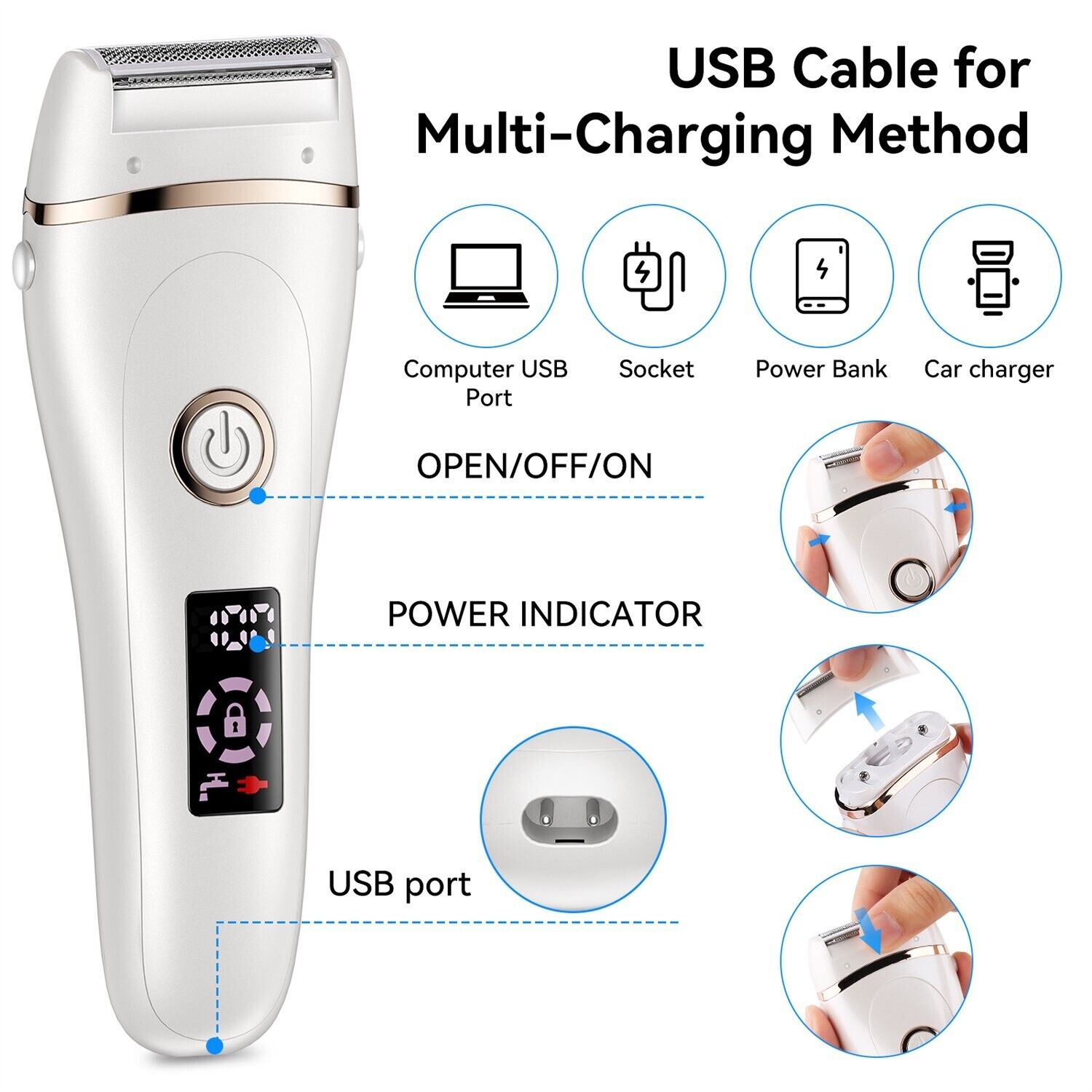 Painless Wet/Dry Rechargeable Lady Shaver