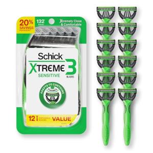 Schick Xtreme 3 Sensitive Disposable Razors, 12 Count
