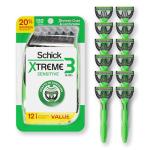 Schick Xtreme 3 Sensitive Disposable Razors, 12 Count