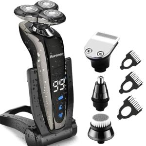 Kurener Waterproof Electric Shaver with Trimmers
