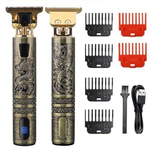 Cordless Beard Trimmer with LCD Display - Gold