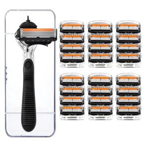 24-Piece Men's Shaving Set with Orange Handle