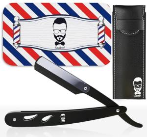Sakkal® Matte Black Straight Razor for Men