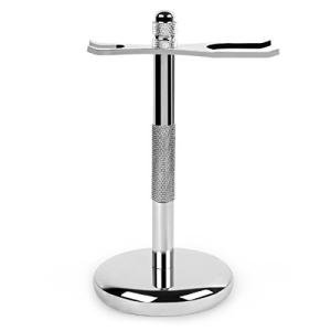 QSHAVE Chrome Safety Razor and Brush Stand