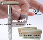 Silver Double Edge Safety Razor with 10 Refills