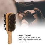 Double-Sided Beard Brush with Rubber Wood Handle