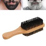 Double-Sided Beard Brush with Rubber Wood Handle