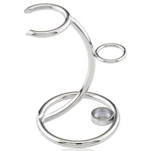 Chrome Shaving Razor and Brush Stand Holder
