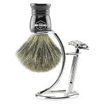 Chrome Shaving Razor and Brush Stand Holder