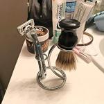 Chrome Shaving Razor and Brush Stand Holder