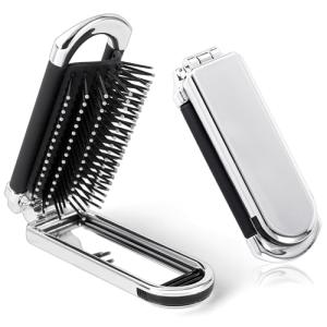OSDUE Mini Folding Hair Brush with Mirror