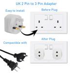 UK 2-Pin to 3-Pin Adapter for Shavers and Chargers