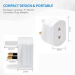 UK 2-Pin to 3-Pin Adapter for Shavers and Chargers