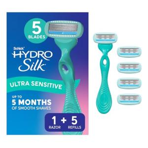 Schick Hydro Silk Razor for Sensitive Skin, 5 Refills