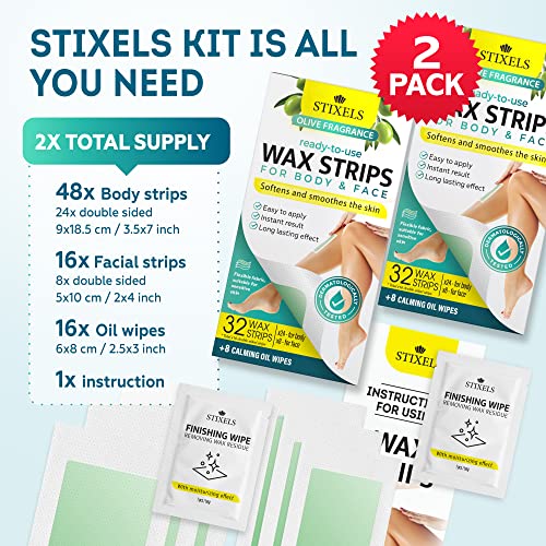 64 Wax Strips for Smooth Body and Face
