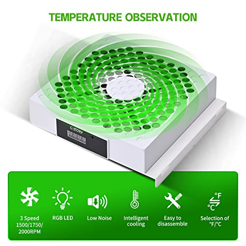 G-STORY Cooling Fan for Xbox Series S with Automatic Fan Speed Adjustable by Temperature, LED Display, High Performance Cooling, Low Noise, 3 Speed 1500/1750/2000RPM (140MM) with RGB LED