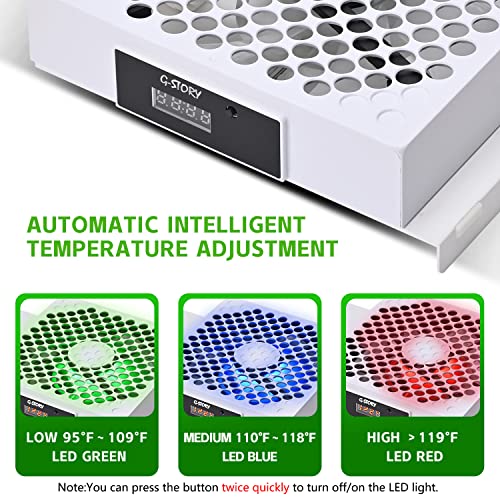 G-STORY Cooling Fan for Xbox Series S with Automatic Fan Speed Adjustable by Temperature, LED Display, High Performance Cooling, Low Noise, 3 Speed 1500/1750/2000RPM (140MM) with RGB LED