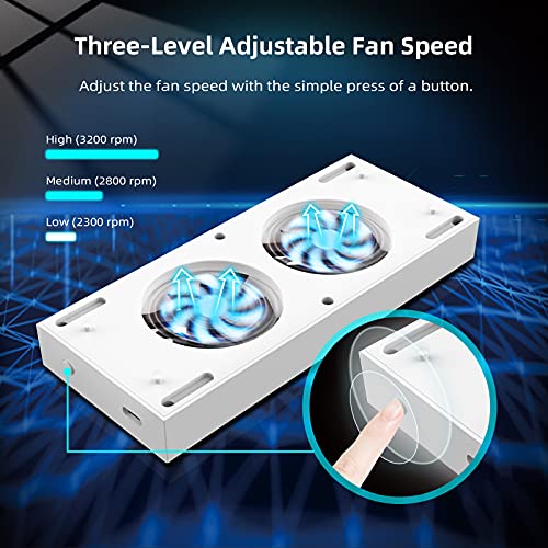 NexiGo Vertical Stand with Cooling Fans for Xbox Series S Console, 3 Levels Adjustable Fans Rotate Speed with Type-C Power Input, USB Charging and Data Transmission Ports, White