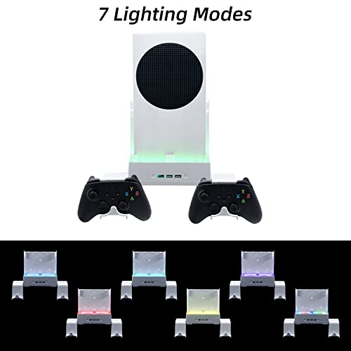 Wall Mount Bracket with RGB Cooling Stand Compatible with Xbox Series S Console,Mcbazel Xbox Series S Wall Mount With Dual Cooling Fan with 2 Hook-White
