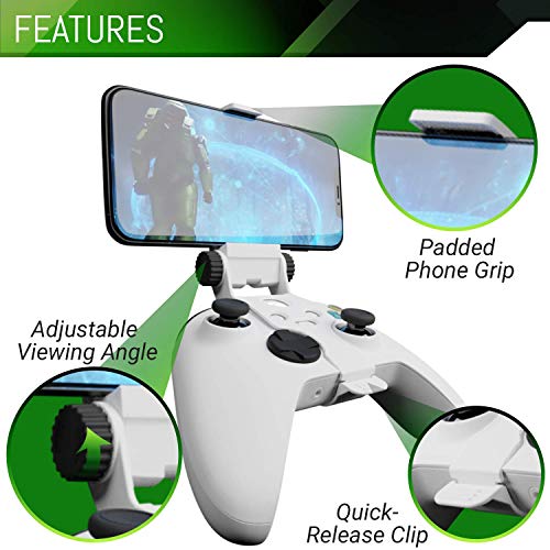 Xbox Series X Controller Mobile Gaming Clip, Xbox Controller Phone Mount Adjustable Phone Holder Clamp Compatible with Xbox Series X|S, Xbox One, Xbox One S, Xbox One X-Robot White