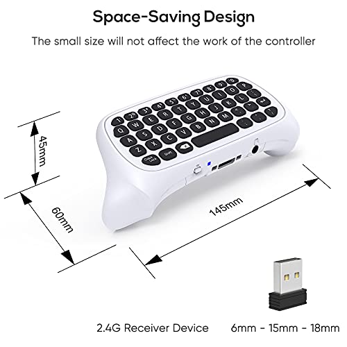 Keyboard for Xbox Series X/S/Xbox One/S Controller, Wireless Bluetooth Game Chatpad Keypad with USB Receiver, Built-in Speaker &3.5mm Audio Jack for XSX/S/One/S Controller(CONTROLLER NOT INCLUDED)