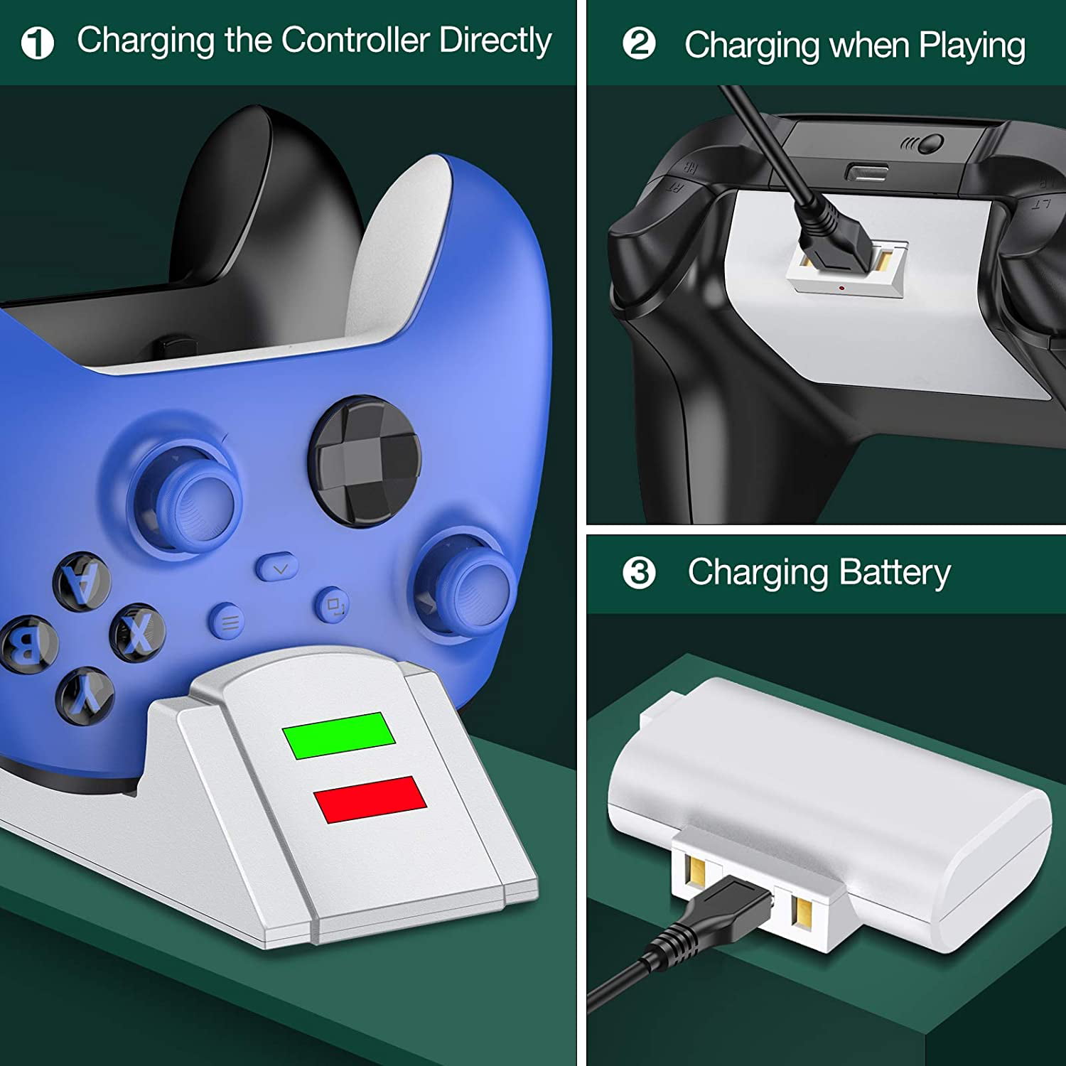 BEBONCOOL Xbox Charging Station with 2 Batteries
