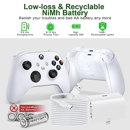 KEKUCULL Controller Battery Pack Compatible with Xbox Series S/X, 1400 mAh Rechargeable Battery Pack Fast Charging for Xbox Charging Accessories Kit with 8.2ft Charge Cable