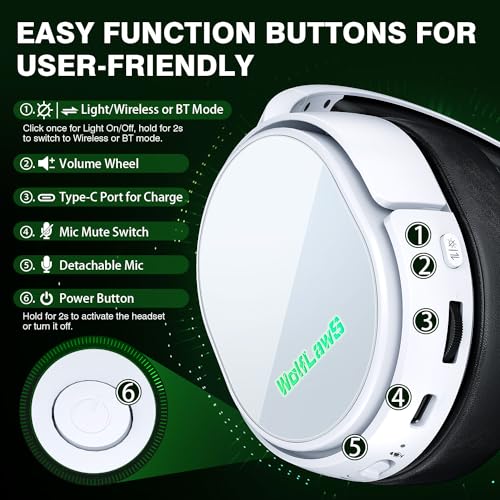 WolfLawS Wireless Gaming Headset for Xbox and More