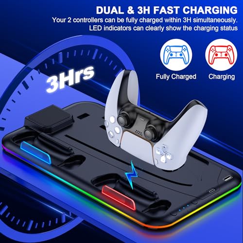 HEYLICOOL PS5 Cooling Stand with RGB Light and Charger