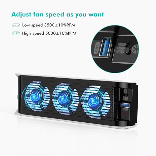 KIWIHOME PS5 Horizontal Cooling Fan with LED