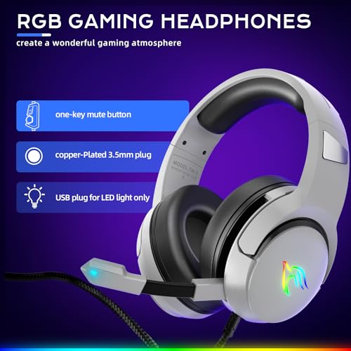 YINSAN Wired Gaming Headset with RGB Light